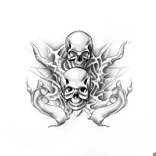 hand skull tattoo design idea