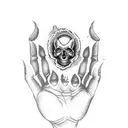 hand skull middle finger tattoo design idea
