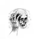 hand skull middle finger tattoo design idea