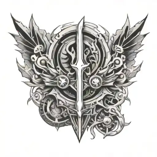 cyber sigilism arm sleeve design tattoo design idea