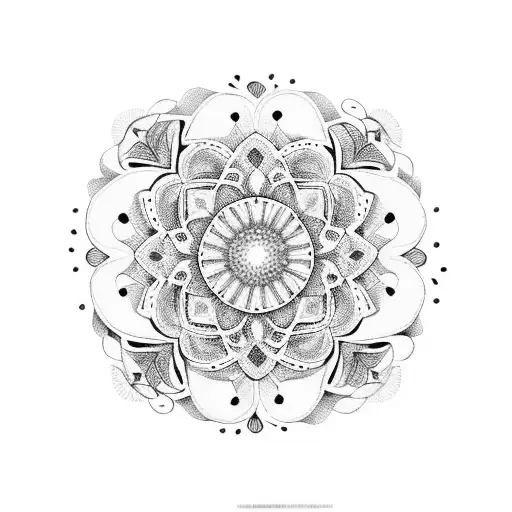 Mandala with Flowers oval  tattoo design idea