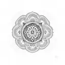 Mandala with Flowers oval  tattoo design idea