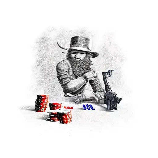 five gambling, drinking, fighting and gun wielding leprechauns tattoo design idea