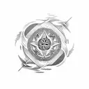 wind rose, four elements, koi carp tattoo design idea