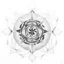 wind rose, four elements, koi carp tattoo design idea