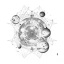 An economic graph with celestial bodies as data points tattoo design idea