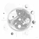 An economic graph with celestial bodies as data points tattoo design idea