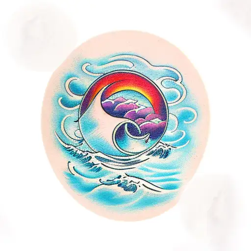 mother moon waves tattoo design idea