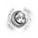 mother moon waves tattoo design idea