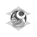 mother moon waves tattoo design idea