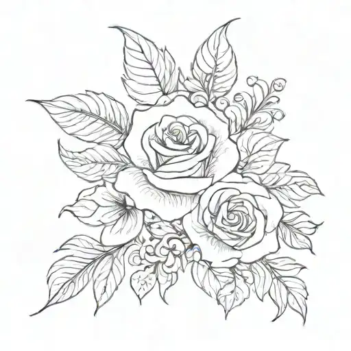 a sketch of a small tattoo on the crook of the arm that combines tenderness, self-confidence, femininity, and fortitude tattoo design idea