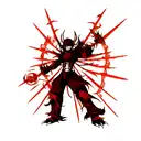 Asura with four arms with weapons and dragon standing behind tattoo design idea