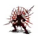 Asura with four arms with weapons and dragon standing behind tattoo design idea