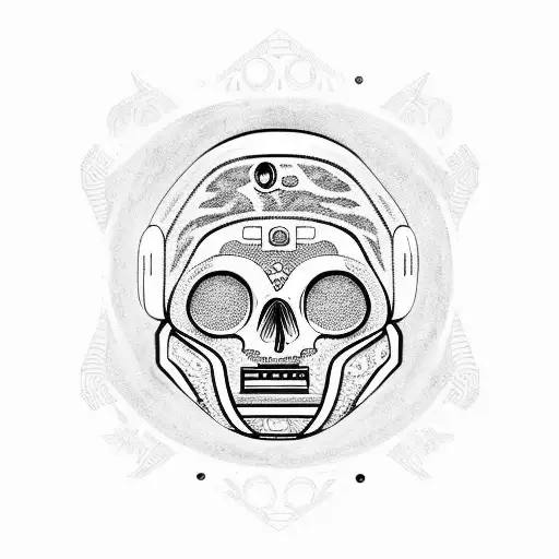 An alien astronaut uncovering a hidden Mayan artifact tattoo design idea