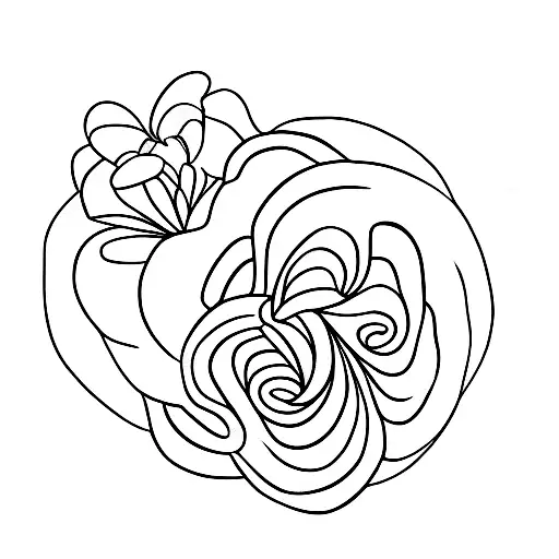 flowers with three dog paws, linework tattoo design idea