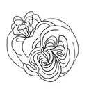 flowers with three dog paws, linework tattoo design idea