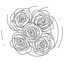 flowers with three dog paws, linework tattoo design idea