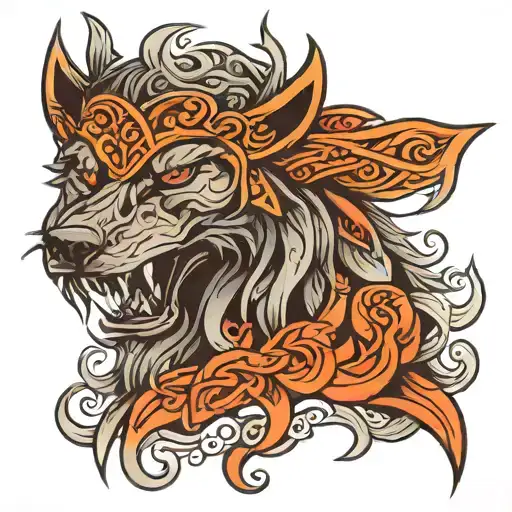 viking wolf tattoo design idea