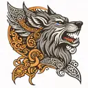 viking wolf tattoo design idea