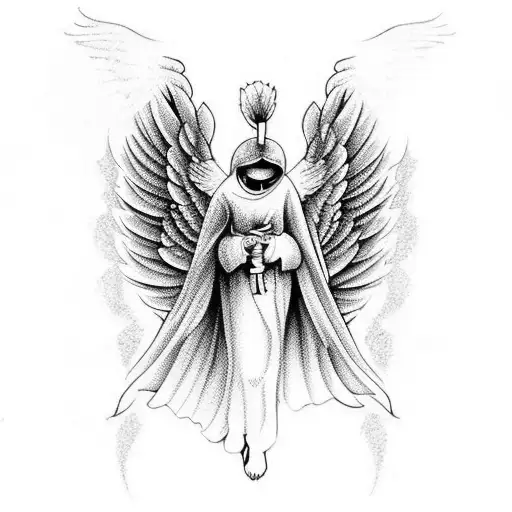 angel with bath wings and no face tattoo design idea