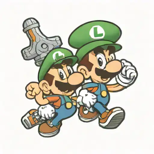 sons mario and luigi tattoo design idea