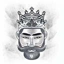 a bearded king with a crown, sports loho tattoo design idea