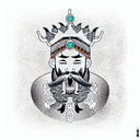 a bearded king with a crown, sports loho tattoo design idea