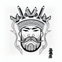 a bearded king with a crown, sports loho tattoo design idea