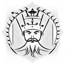 a bearded king with a crown, sports loho tattoo design idea