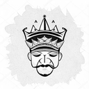 a bearded king with a crown, sports loho tattoo design idea