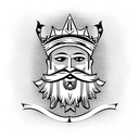 a bearded king with a crown, sports loho tattoo design idea