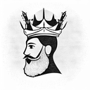 a bearded king with a crown, sports loho tattoo design idea