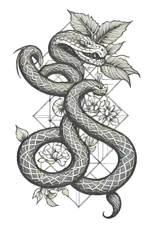 forbidden fruit and snake surrounded tattoo design idea