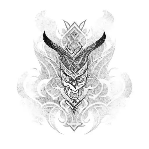 An elegant calligraphy piece combining the words 'warrior' and 'phoenix' in Japanese tattoo design idea