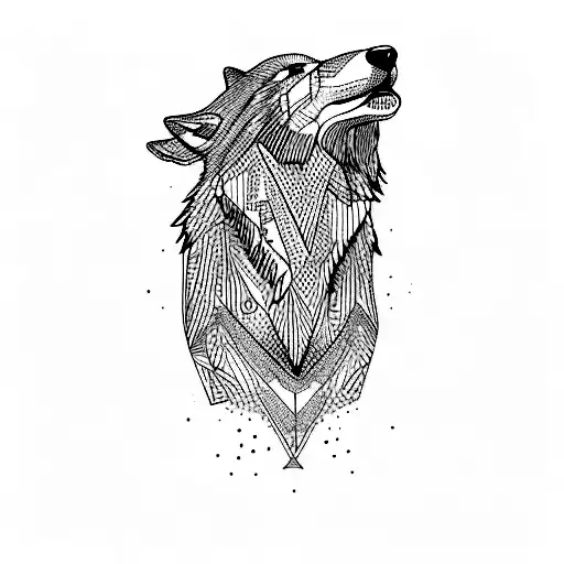 the head of a wolf tattoo design idea