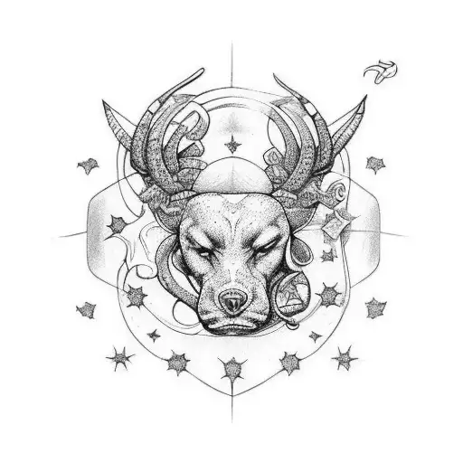 Create a cancer zodiac sign tattoo with 7 stars tattoo design idea