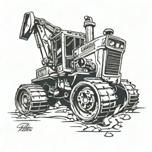 Bulldozer pushing your limits tattoo design idea