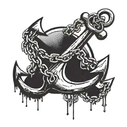 anchor with broken chain semicolon inside tattoo design idea