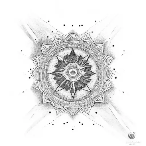 mandala arm sleeve with filipino sun and stars tattoo design idea