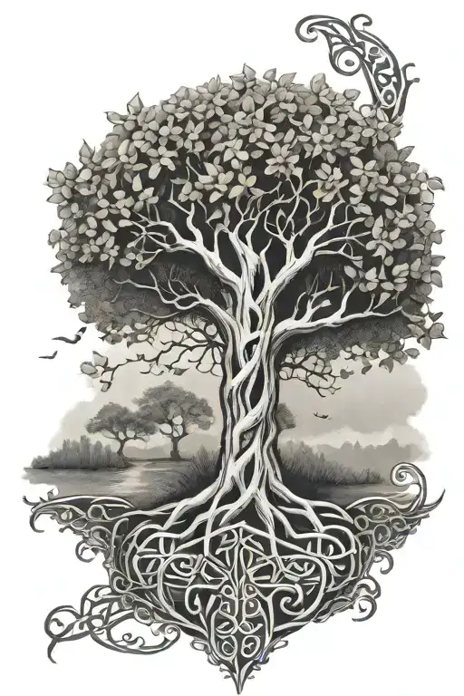 Celtic family tree growing  tattoo design idea