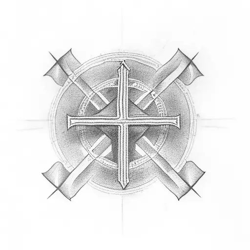 Christian Cross with a thorn crown and luke 1:37 on it tattoo design idea