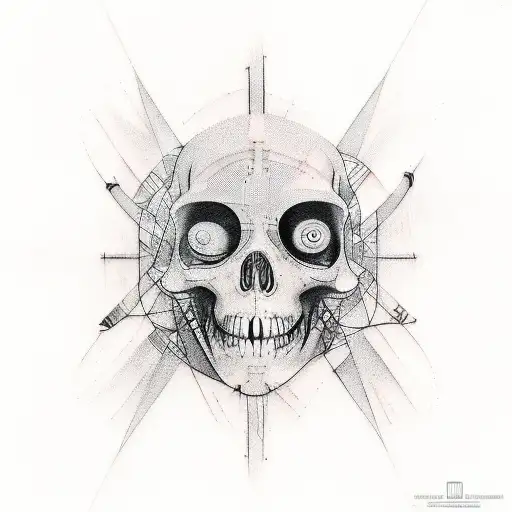 An abstract tattoo design inspired by x-ray technology and bdsm aesthetics, creating a unique and edgy look tattoo design idea