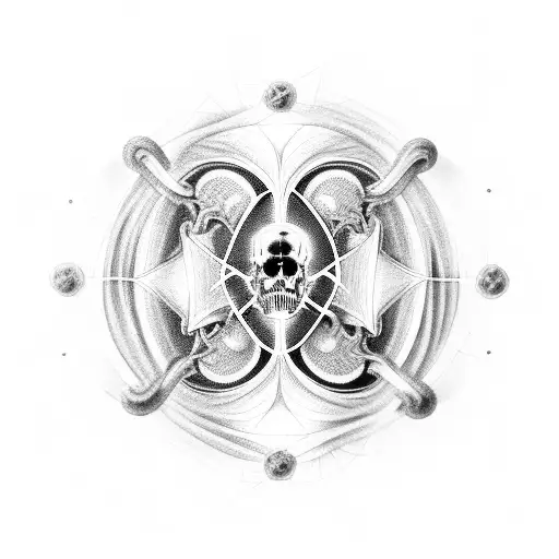 A futuristic biomechanical tattoo featuring x-ray images of the human body intertwined with bdsm symbols tattoo design idea