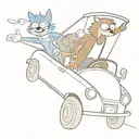mordecai and rigby from regular show driving the car from juice wrlds second album cover tattoo design idea