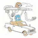 mordecai and rigby from regular show driving the car from juice wrlds second album cover tattoo design idea