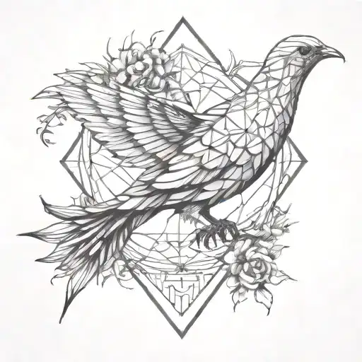 dove, heart and  thorns easy   tattoo design idea