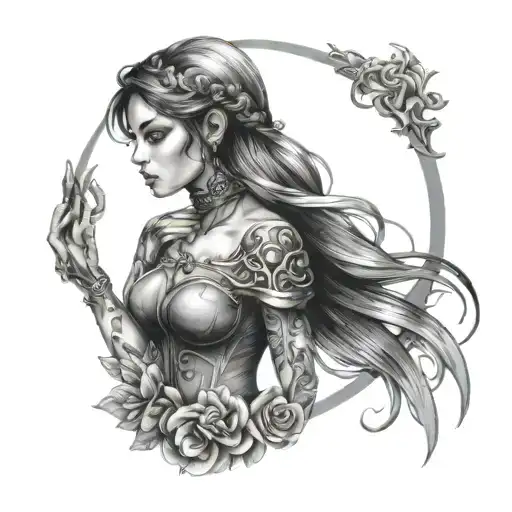 fantasy girl tattoo design idea