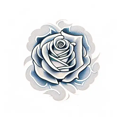 Lion Crest holding a white rose tattoo design idea