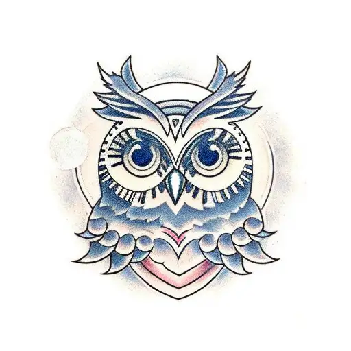 owl with full moons for eyes tattoo design idea