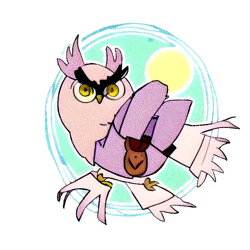 owl with full moons for eyes tattoo design idea